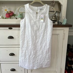 Vineyard Vines Girls White Scallop Eyelet Dress NWT
